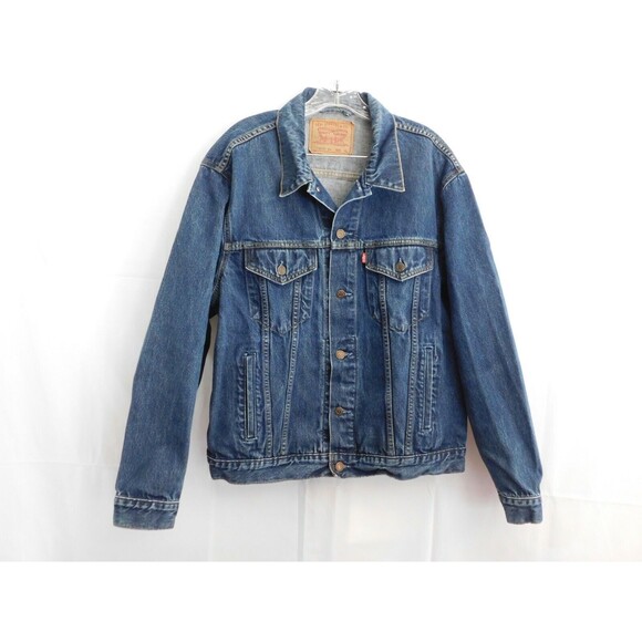 Men Levi Strauss & Co Denim Jacket Biker Blue Cotton Button Breathable Size XL - Picture 1 of 10